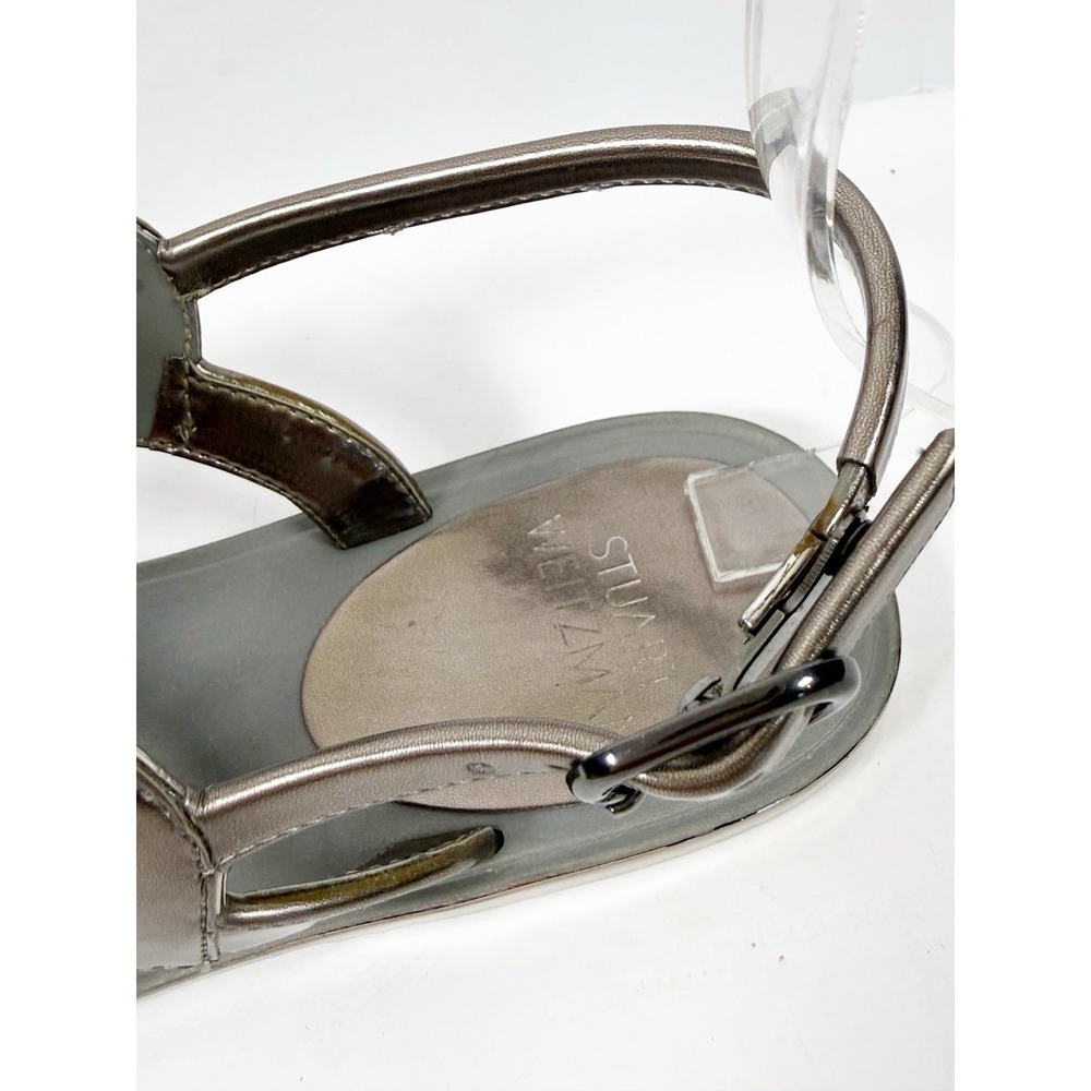Stuart Weitzman Gelfisher Graphite Jelly Sandal Size 7 Metallic Silver Comfort - Picture 15 of 16